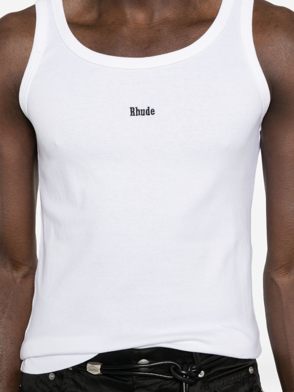 Canotta con logo ricamato in bianco Rhude - uomo 