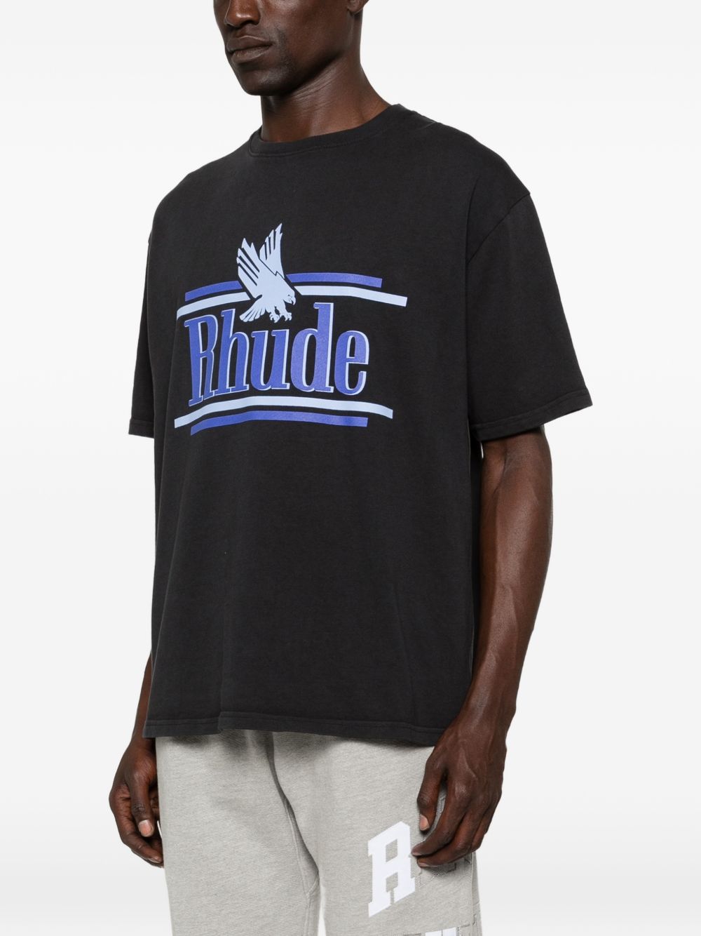 T-shirt con stampa del logo in nero Rhude - uomo 