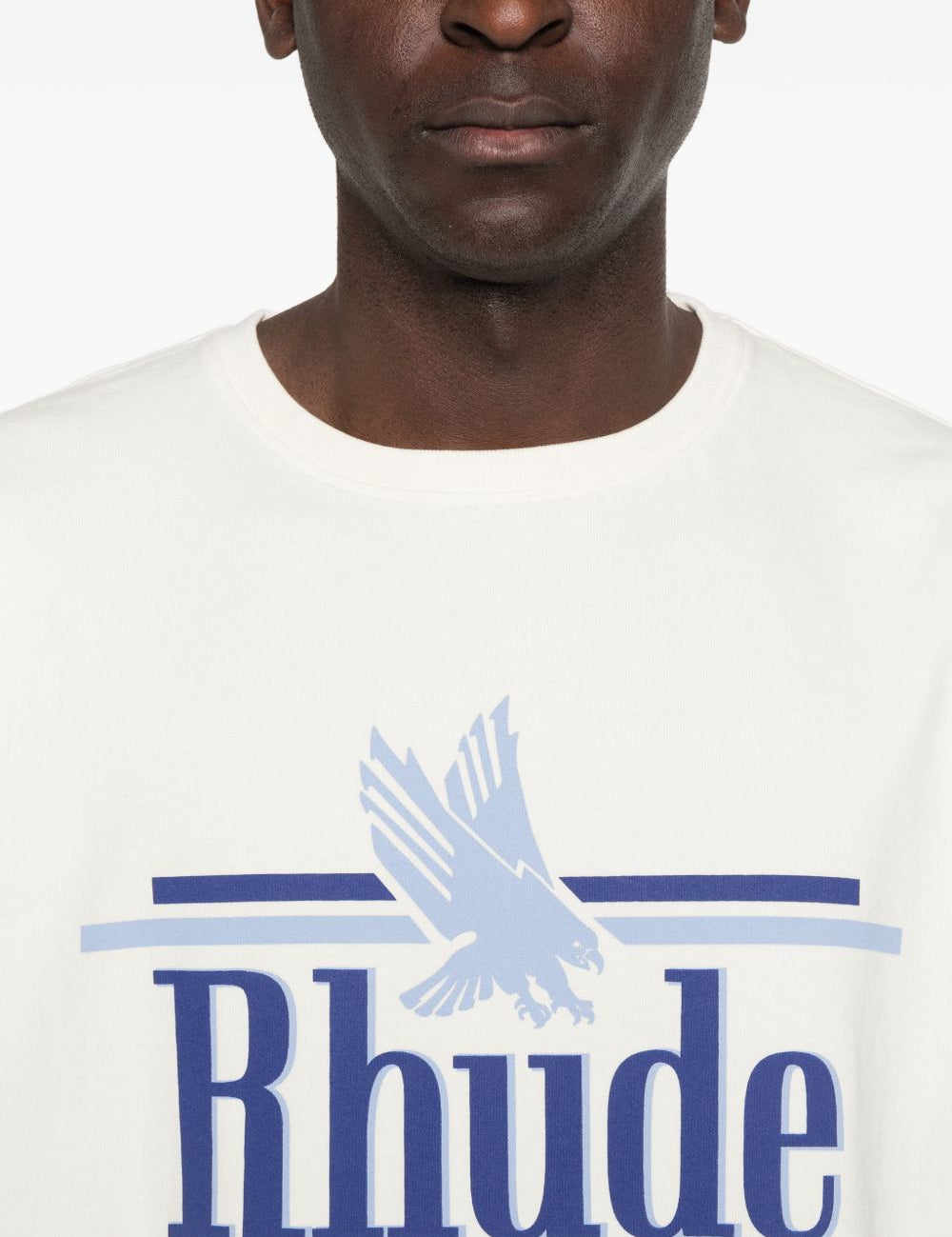 T-shirt girocollo in bianco Rhude - uomo 