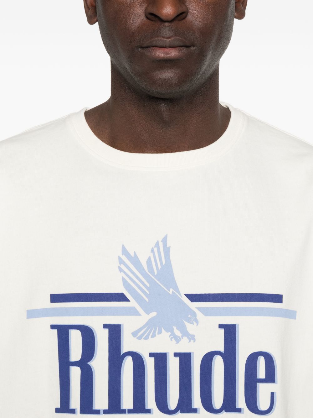 T-shirt girocollo in bianco Rhude - uomo 