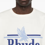 T-shirt girocollo in bianco Rhude - uomo 
