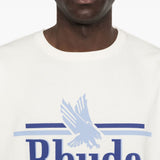 T-shirt girocollo in bianco Rhude - uomo 