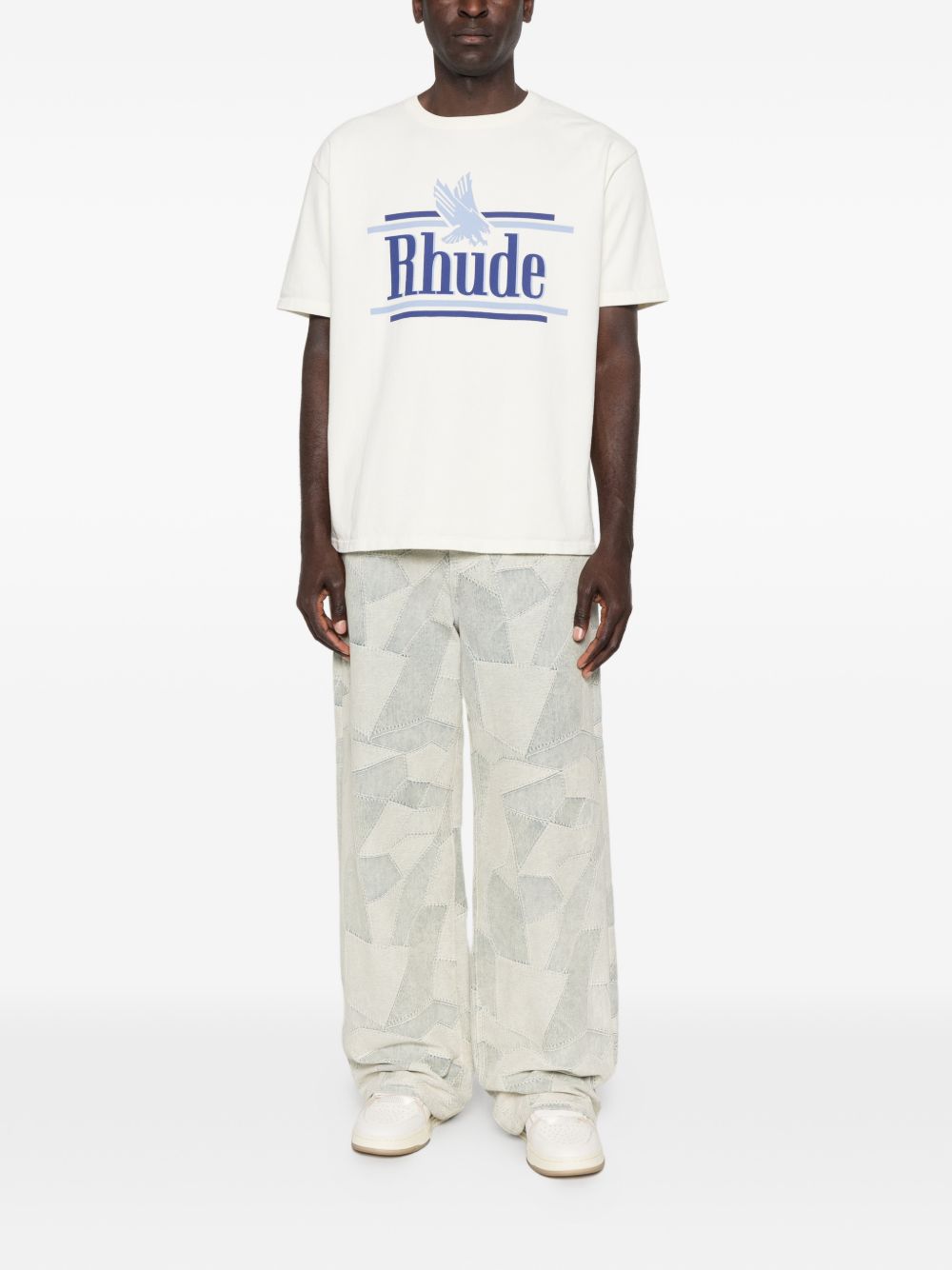 T-shirt girocollo in bianco Rhude - uomo 