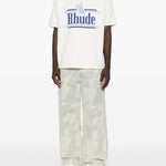 T-shirt girocollo in bianco Rhude - uomo 