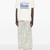 T-shirt girocollo in bianco Rhude - uomo 
