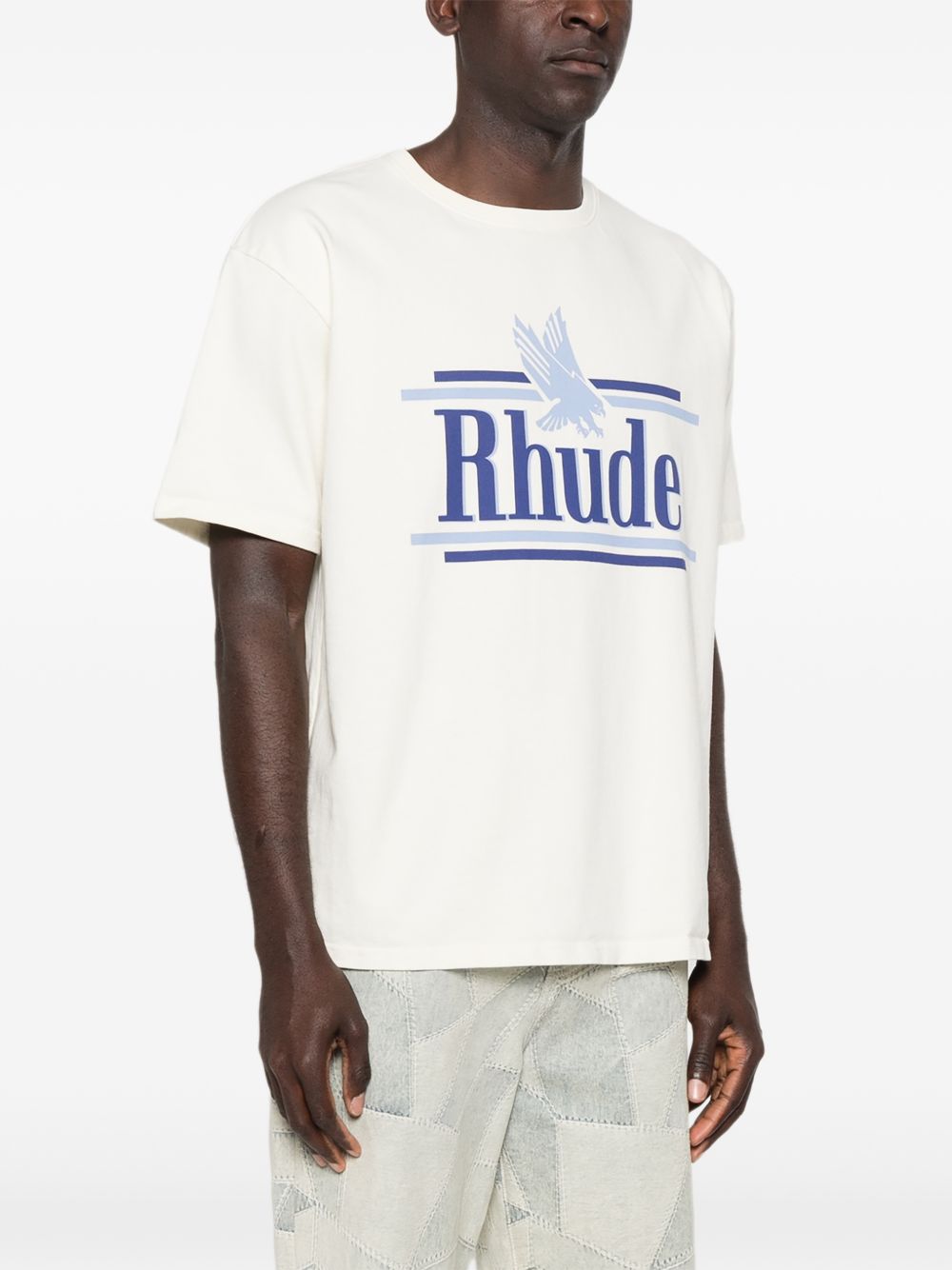 T-shirt girocollo in bianco Rhude - uomo 