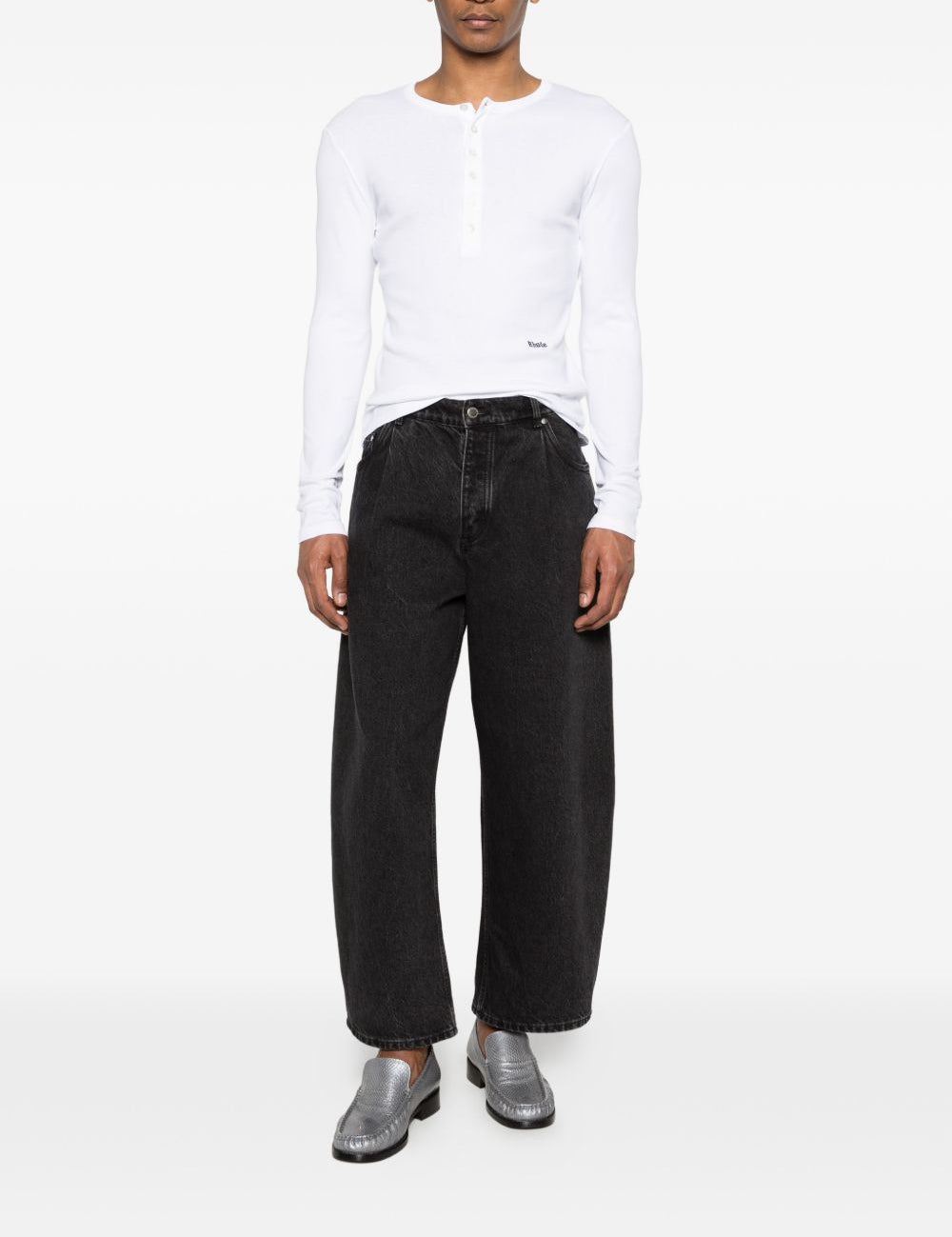 T-shirt a maniche lunghe con bottoni in bianco Rhude - uomo 