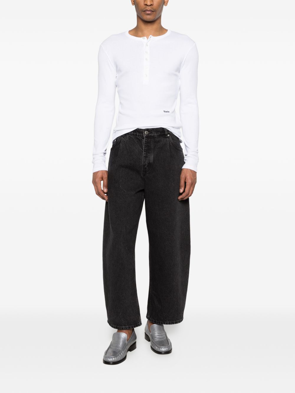 T-shirt a maniche lunghe con bottoni in bianco Rhude - uomo 