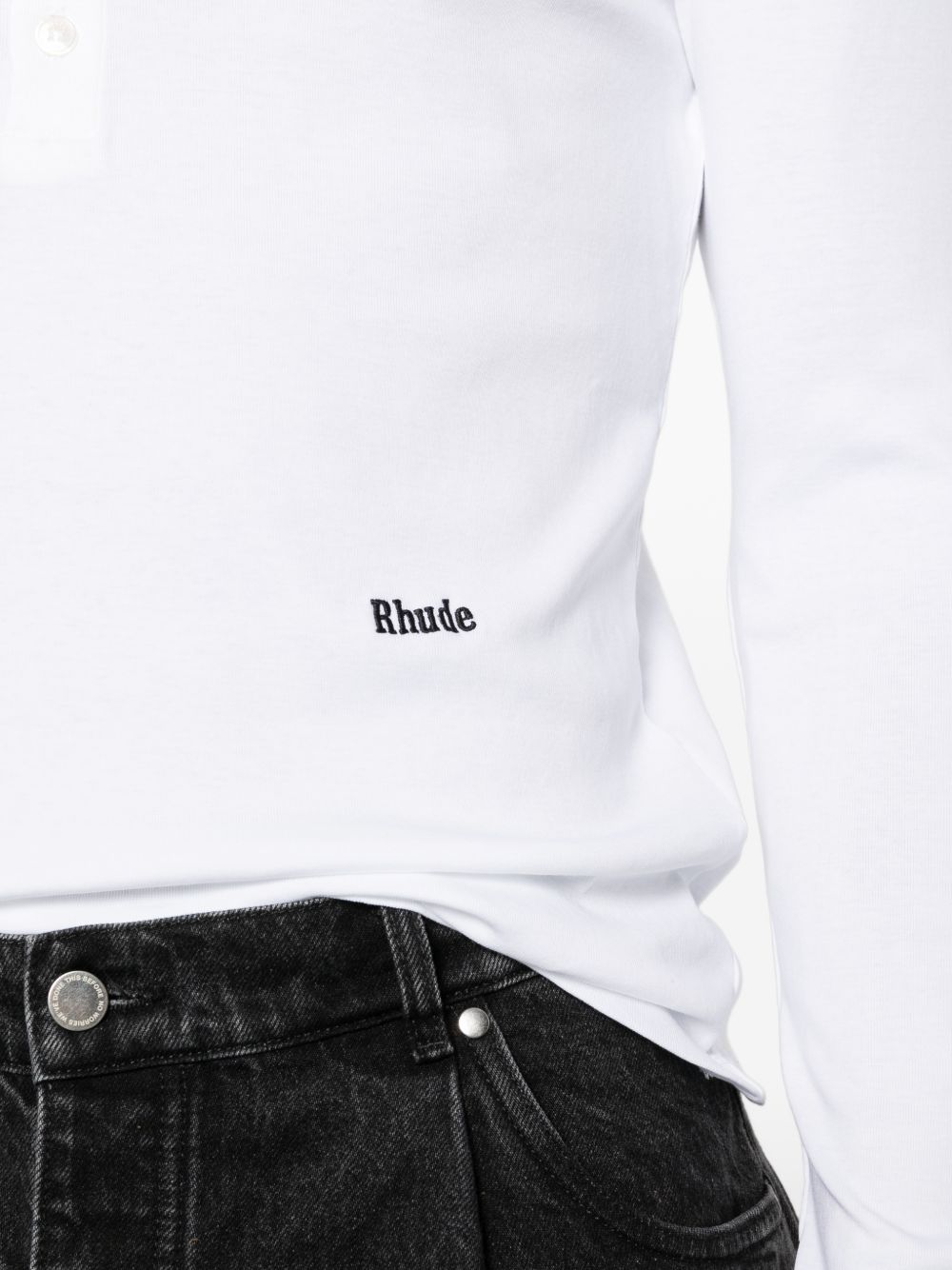 T-shirt a maniche lunghe con bottoni in bianco Rhude - uomo 