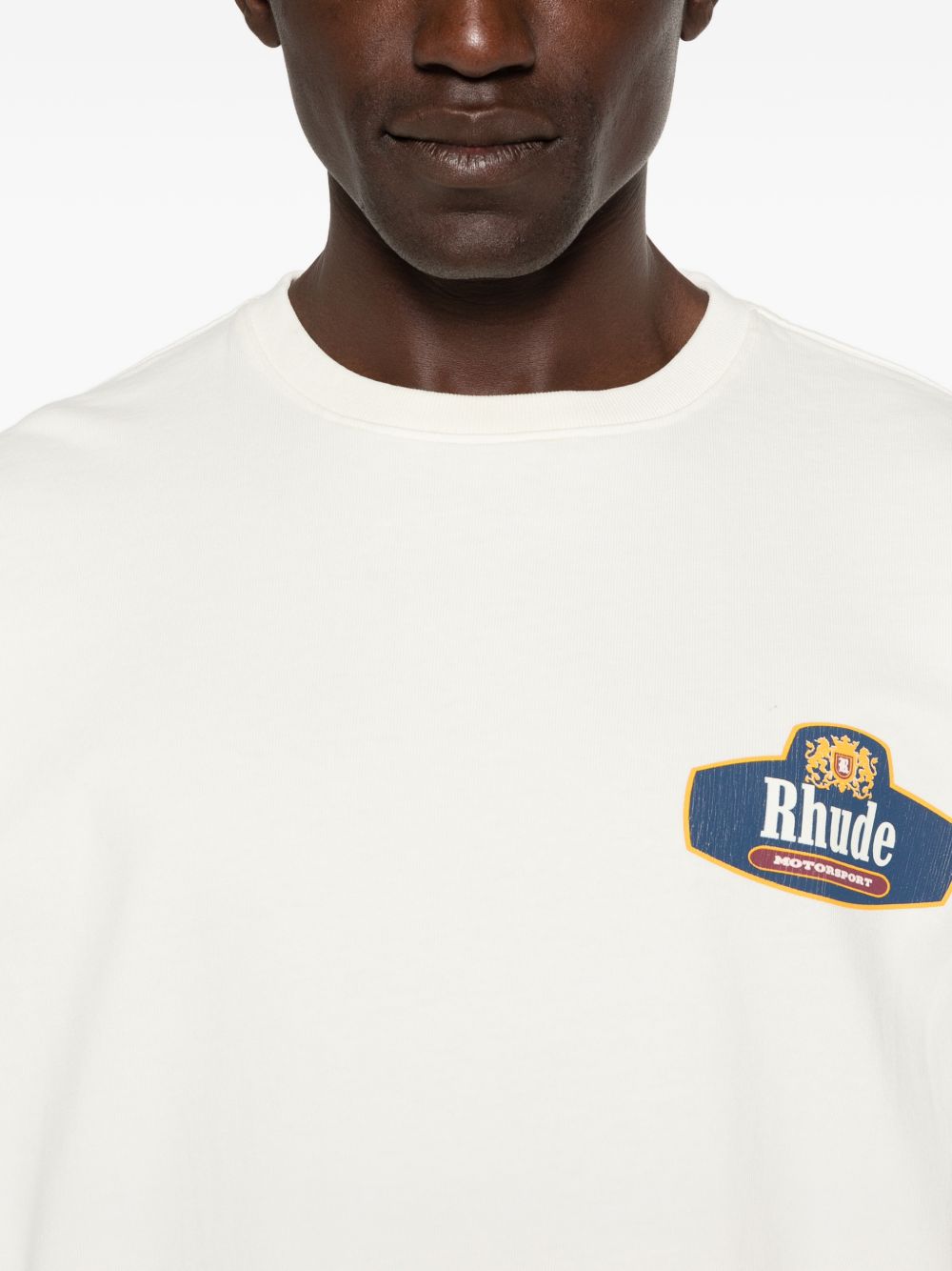 T-shirt a maniche corte con stampa logo in bianco Rhude - uomo 