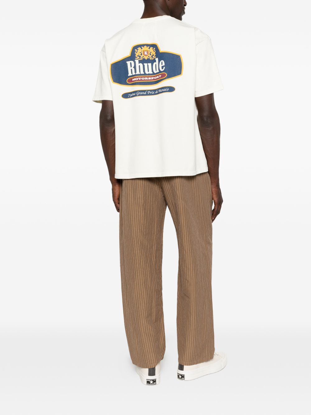 T-shirt a maniche corte con stampa logo in bianco Rhude - uomo 