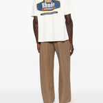 T-shirt a maniche corte con stampa logo in bianco Rhude - uomo 