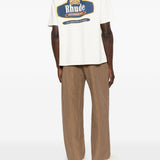 T-shirt a maniche corte con stampa logo in bianco Rhude - uomo 