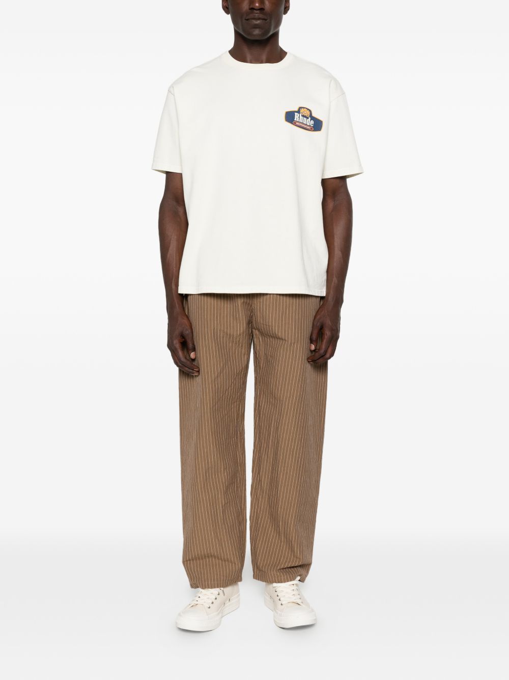 T-shirt a maniche corte con stampa logo in bianco Rhude - uomo 
