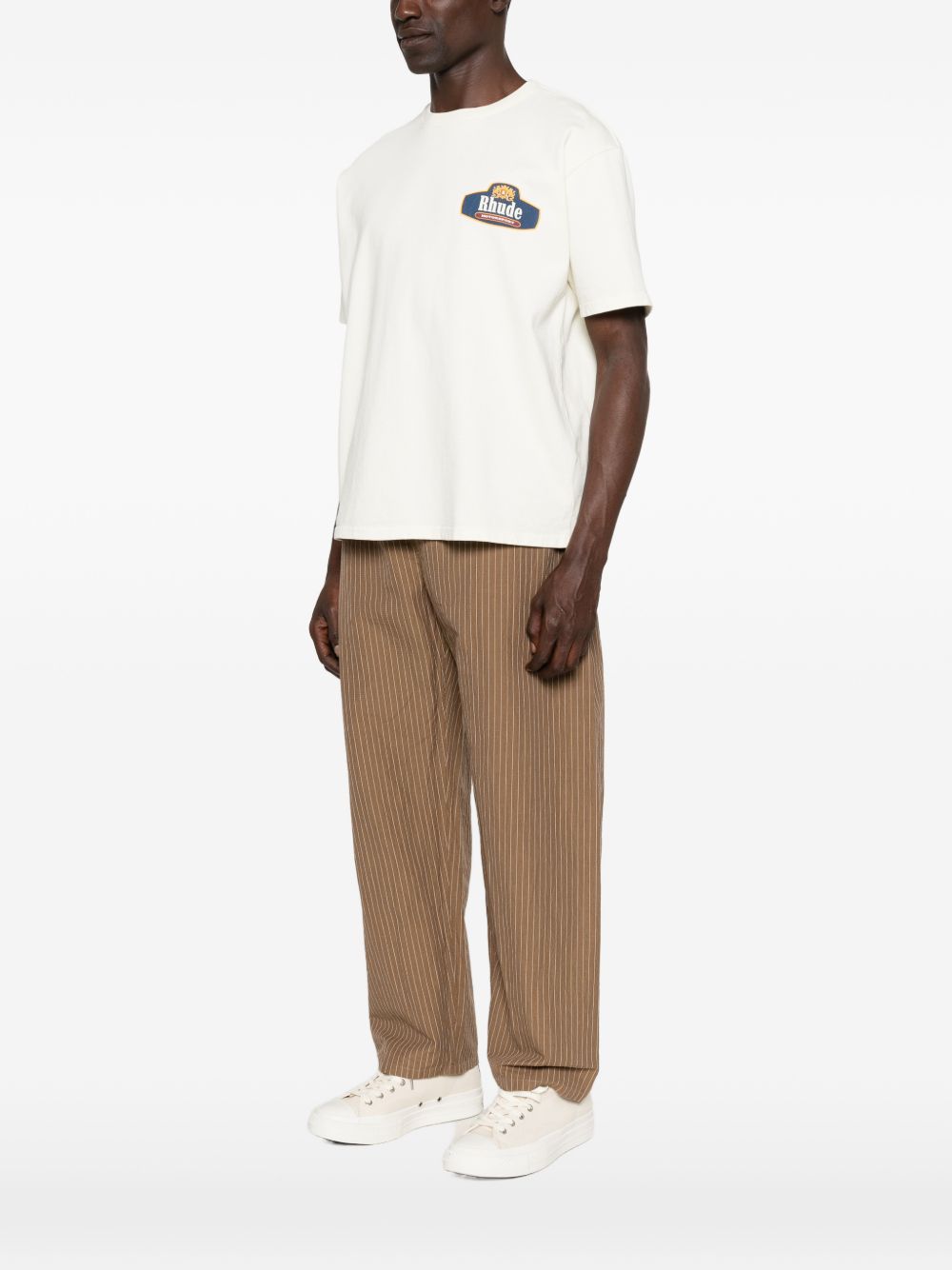 T-shirt a maniche corte con stampa logo in bianco Rhude - uomo 