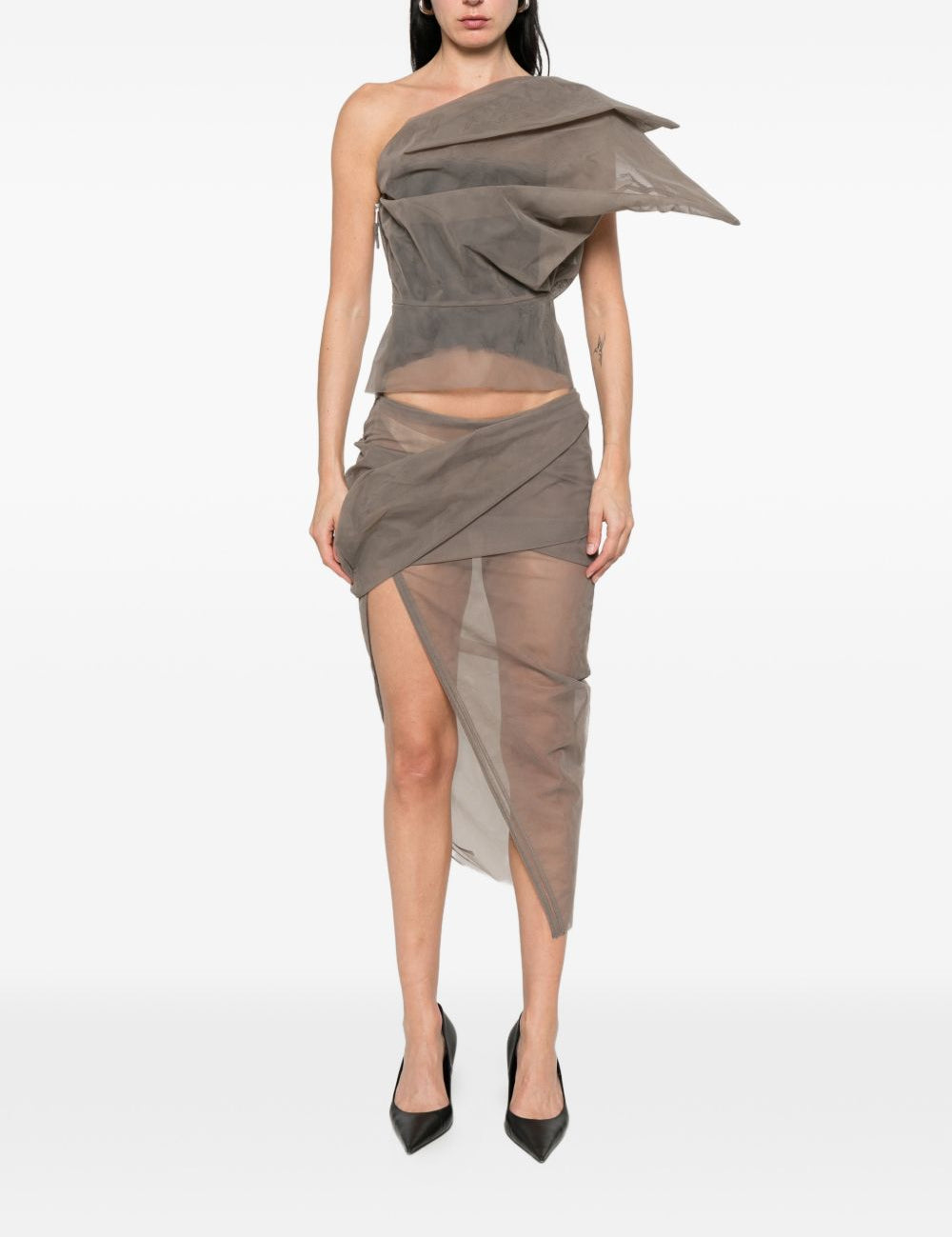 Top bustier in tulle claudia in grigio Rick owens - donna 