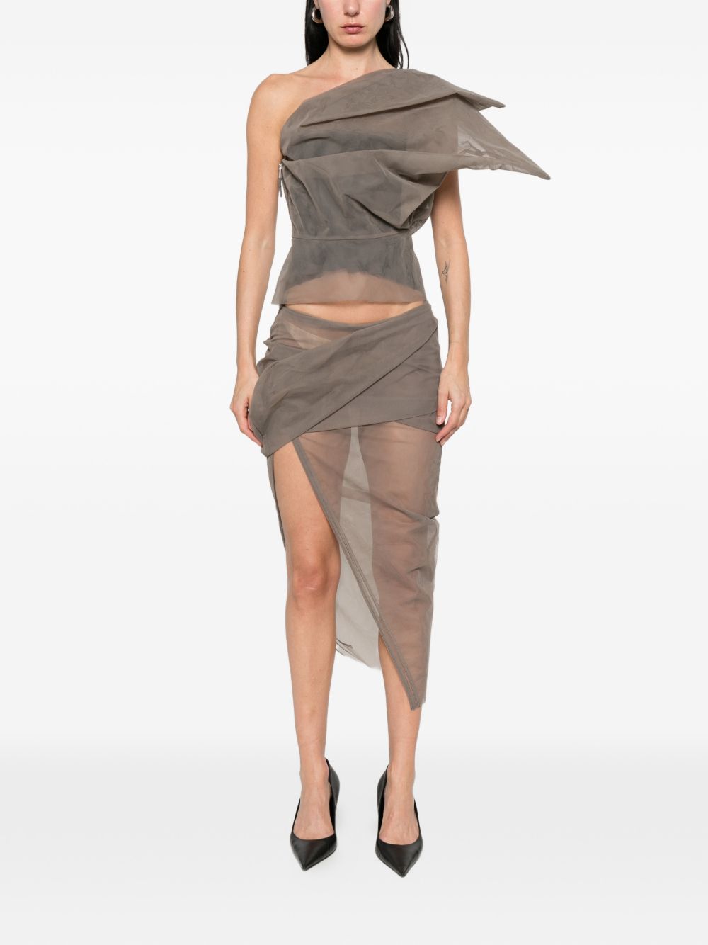 Top bustier in tulle claudia in grigio Rick owens - donna 