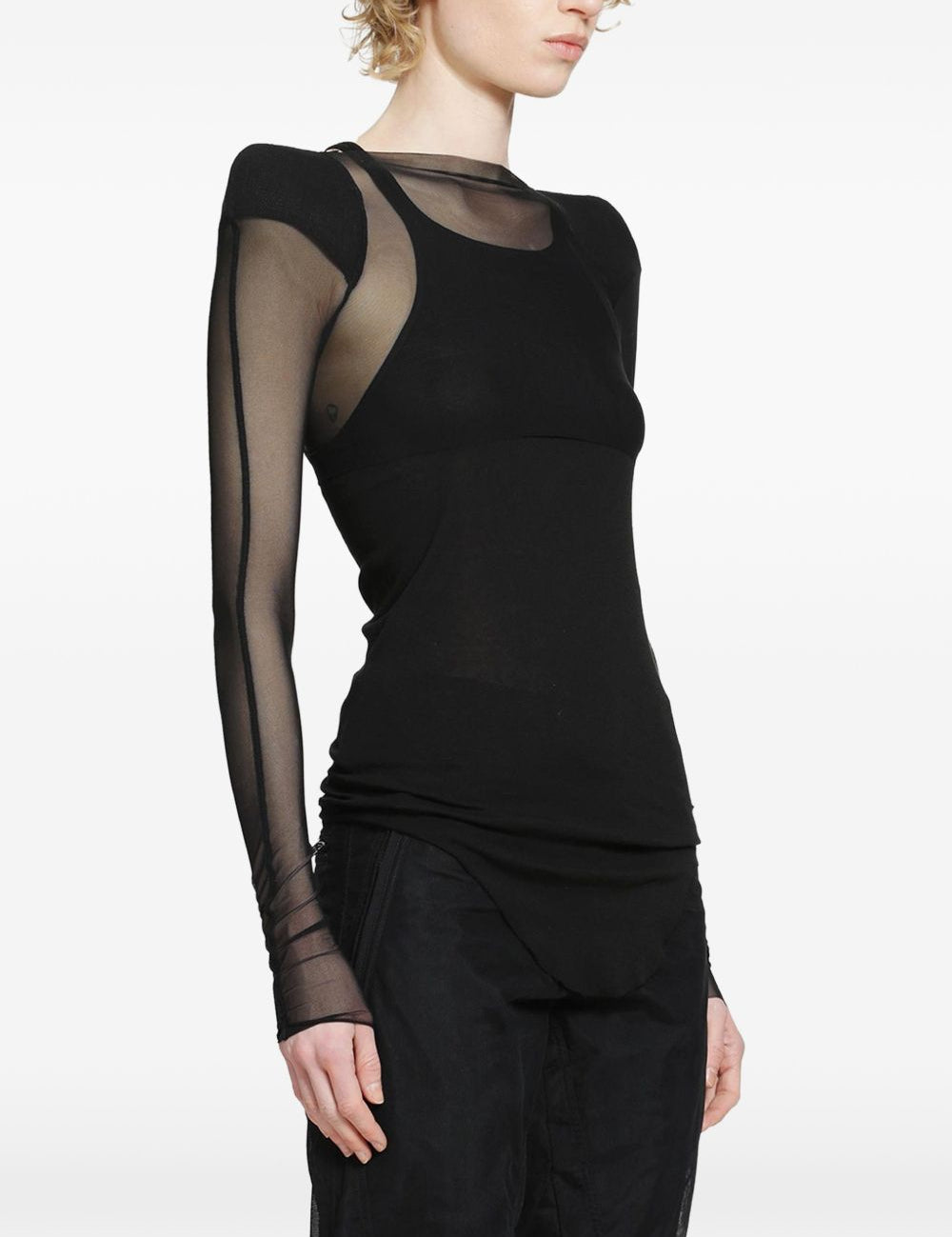 Top corto trasparente in nero Rick owens - donna 