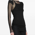 Top corto trasparente in nero Rick owens - donna 