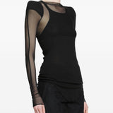 Top corto trasparente in nero Rick owens - donna 