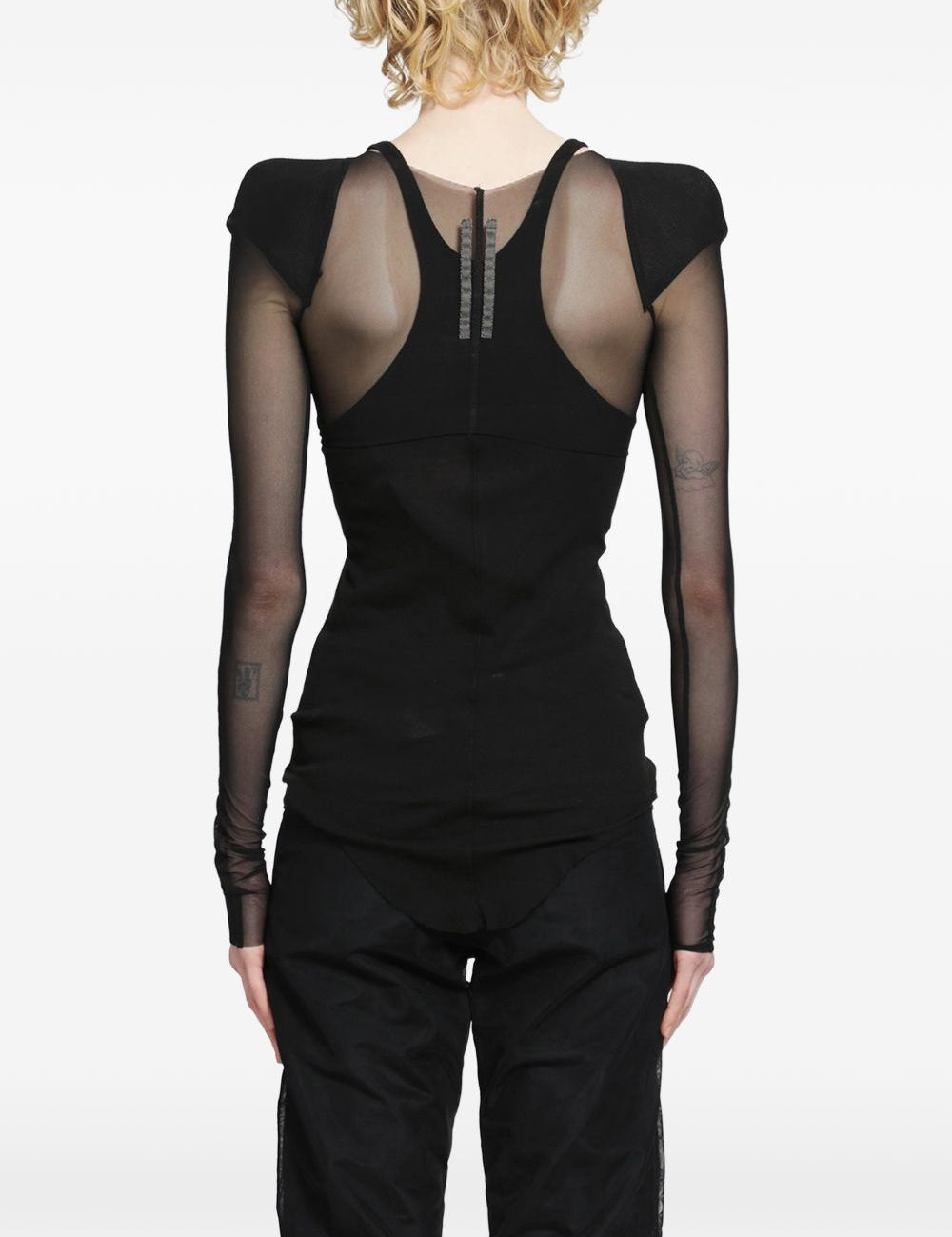 Top corto trasparente in nero Rick owens - donna 