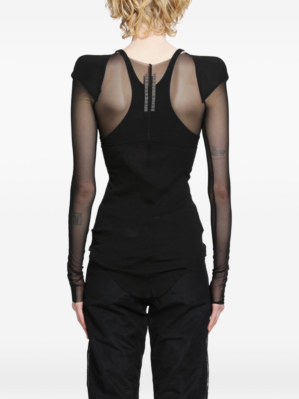 Top corto trasparente in nero Rick owens - donna 