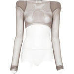 Top trasparente con spalle strutturate in grigio Rick owens - donna 