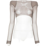 Top trasparente con spalle strutturate in grigio Rick owens - donna 