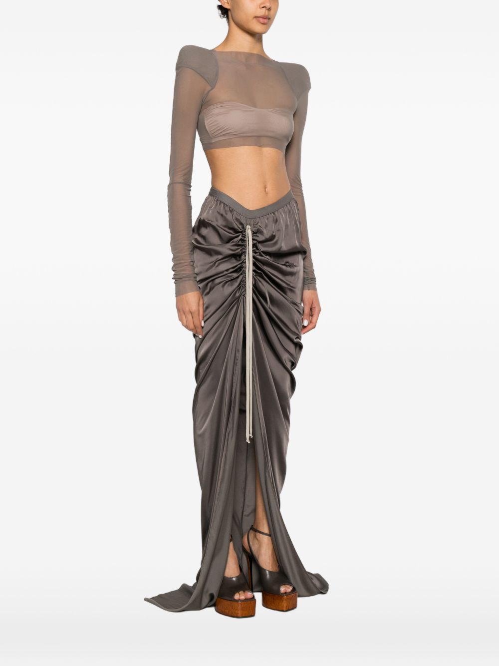 Top trasparente con spalle strutturate in grigio Rick owens - donna 