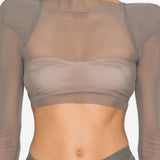 Top trasparente con spalle strutturate in grigio Rick owens - donna 