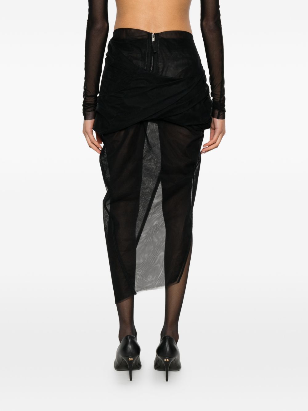 Gonna asimmetrica con design semi-trasparente in nero Rick owens - donna 