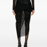 Gonna asimmetrica con design semi-trasparente in nero Rick owens - donna 
