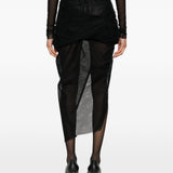 Gonna asimmetrica con design semi-trasparente in nero Rick owens - donna 