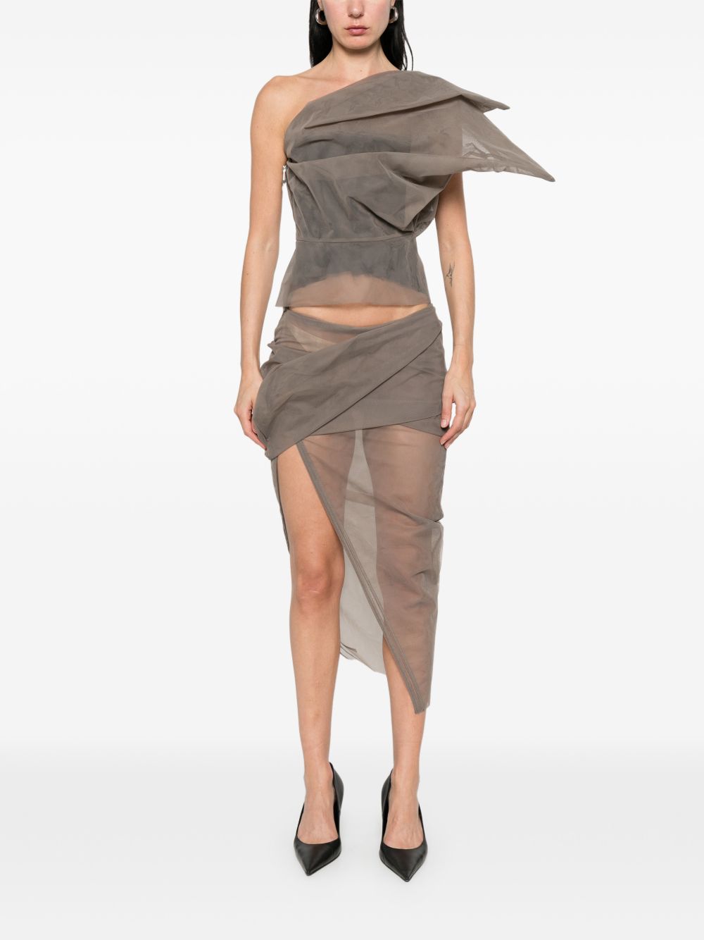 GONNA MIDI DRAPEGGIATA in grigio Rick owens - donna 