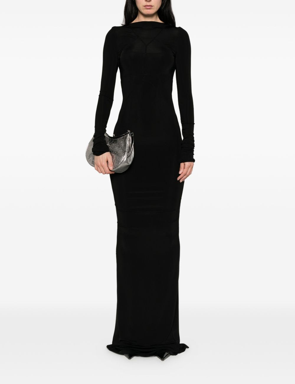 Abito maxi a maniche lunghe Temple in nero Rick owens - donna 