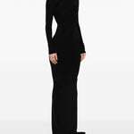 Abito maxi a maniche lunghe Temple in nero Rick owens - donna 