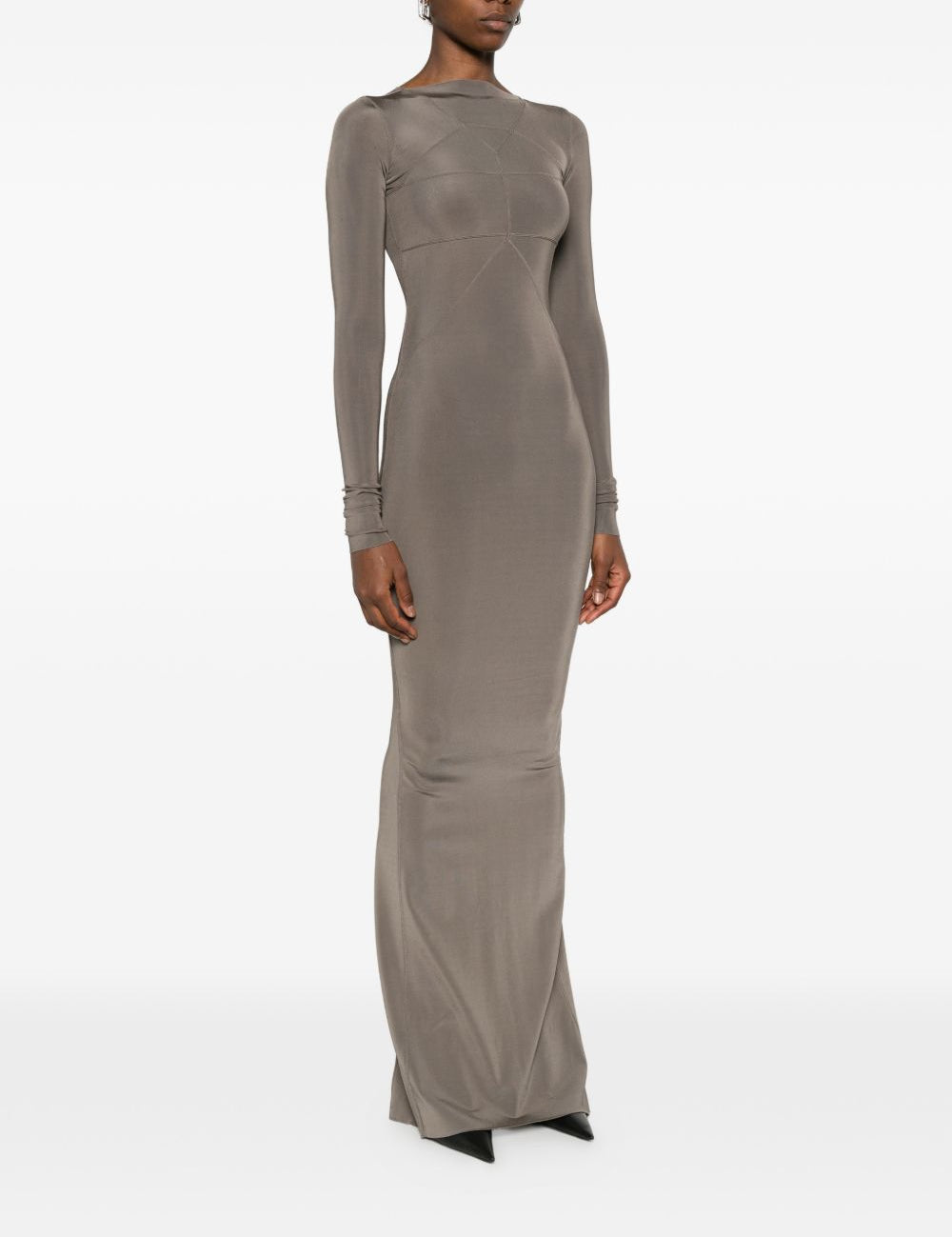 Abito lungo con cuciture in grigio Rick Owens - donna 