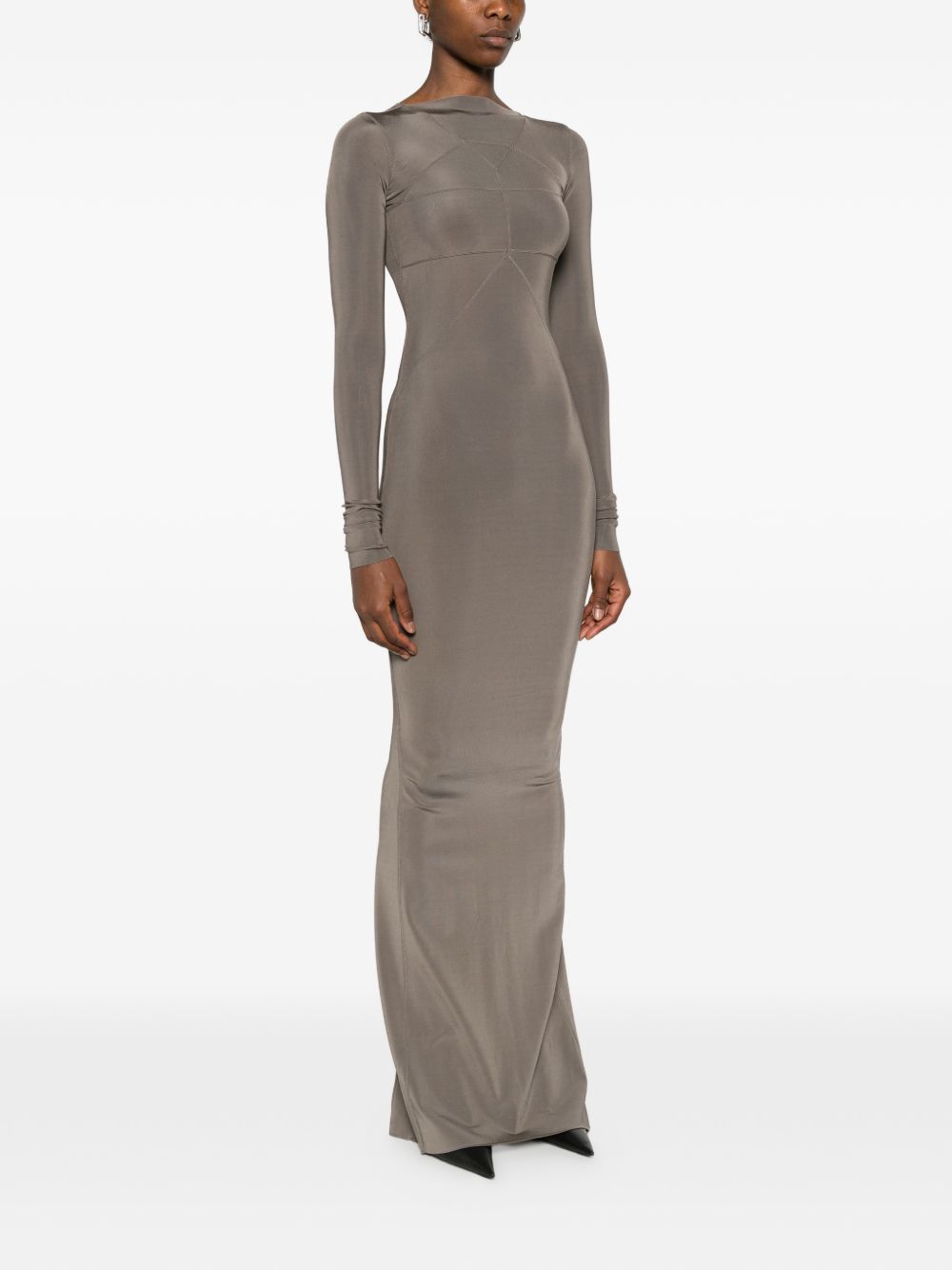 Abito lungo con cuciture in grigio Rick Owens - donna 