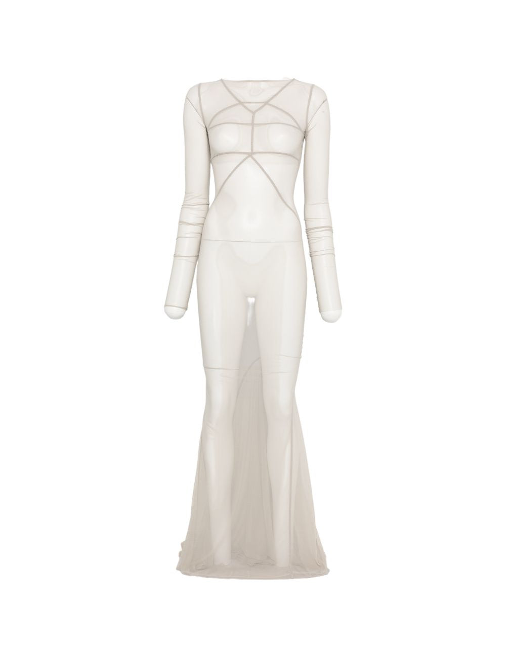 Abito maxi a pannelli temple in grigio Rick Owens - donna 