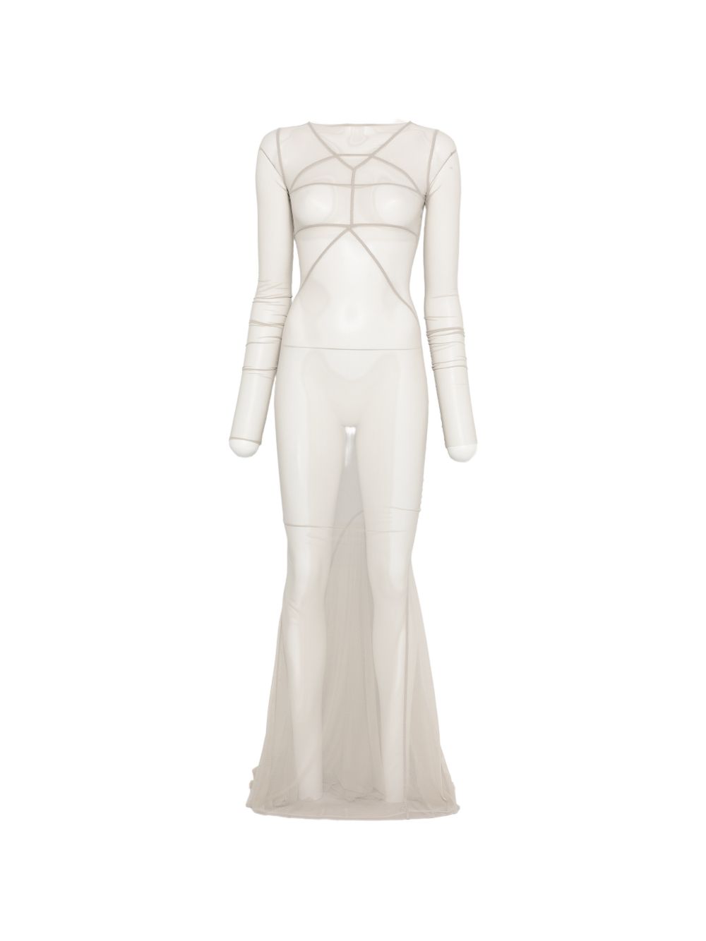 Abito maxi a pannelli temple in grigio Rick Owens - donna 