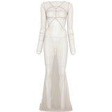 Abito maxi a pannelli temple in grigio Rick Owens - donna 