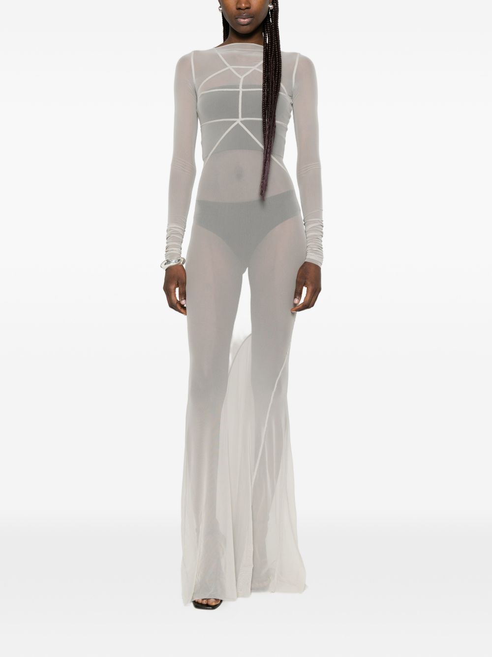 Abito maxi a pannelli temple in grigio Rick Owens - donna 