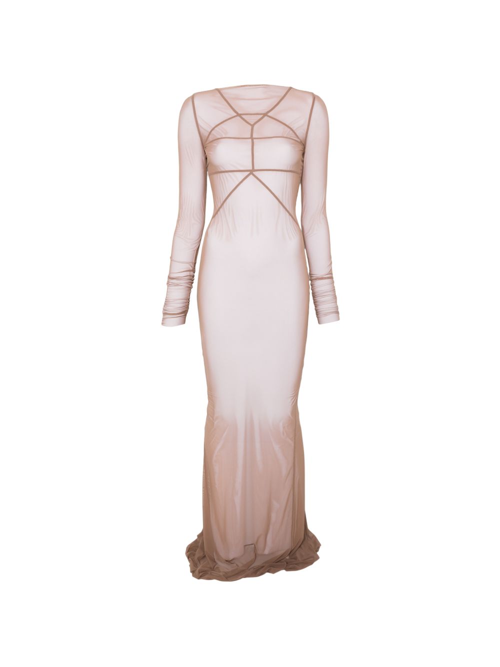 Abito maxi a pannelli temple in marrone Rick Owens - donna 
