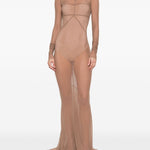 Abito maxi a pannelli temple in marrone Rick Owens - donna 