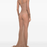 Abito maxi a pannelli temple in marrone Rick Owens - donna 