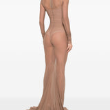 Abito maxi a pannelli temple in marrone Rick Owens - donna 