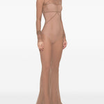 Abito maxi a pannelli temple in marrone Rick Owens - donna 