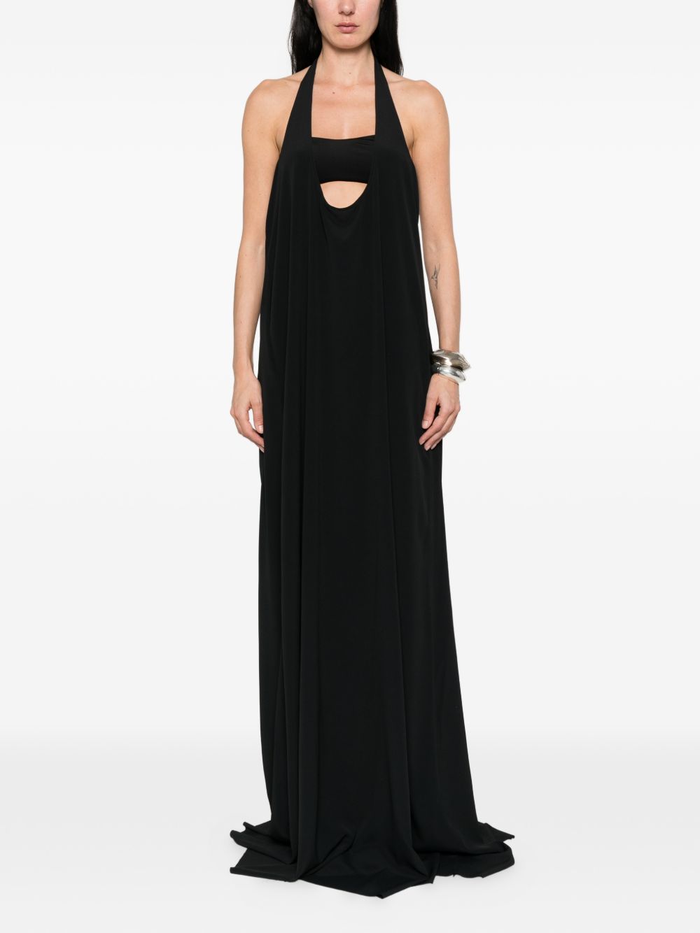 Abito maxi haltar in nero Rick Owens - donna 