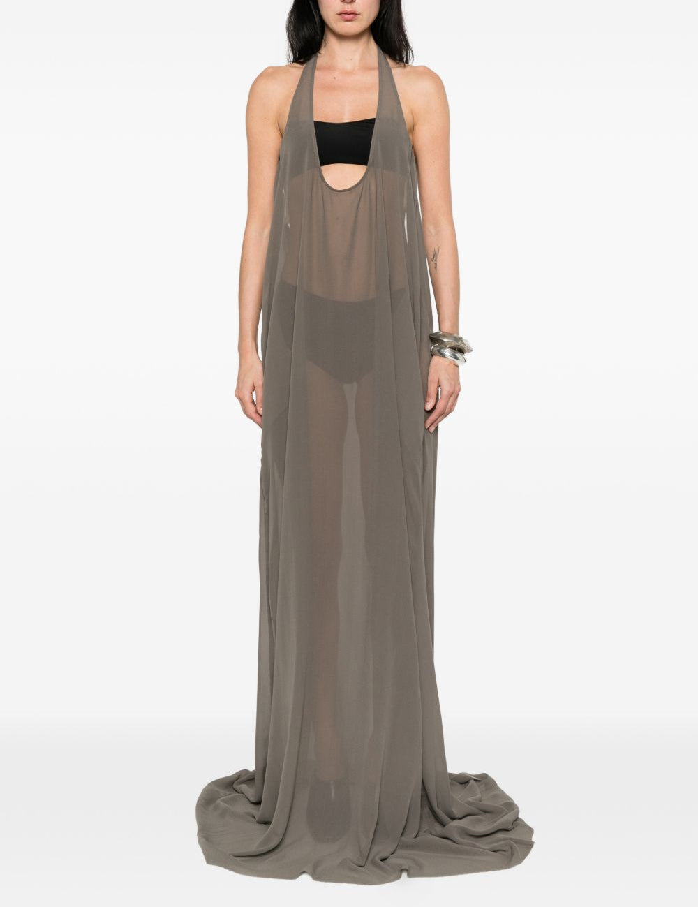 Abito maxi haltar in grigio Rick Owens - donna 