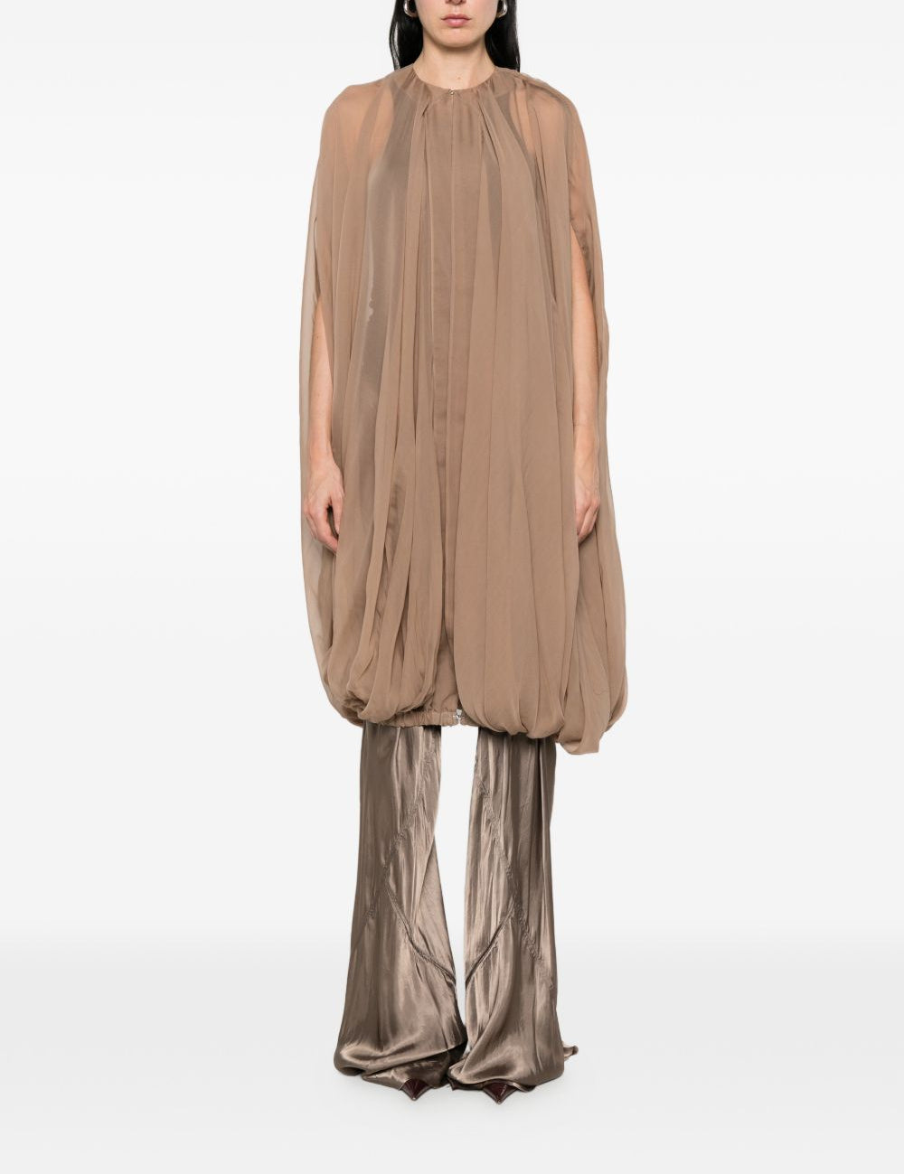Mantella luxor in seta in beige Rick Owens - donna 